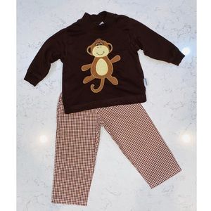 Bailey Boys 2-piece Monkey Appliqué Shirt & Pants